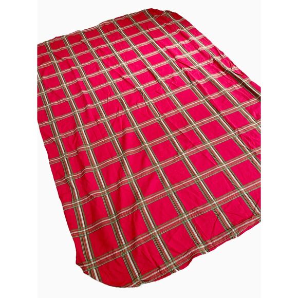 Lenox Cotton Fabric Tablecloth Red & Green Plaid Oval Rustic Country Farmhouse - Picture 2 of 8